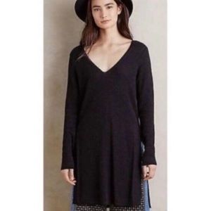 Anthropologie Moth Side Split Tunic Sweater Black